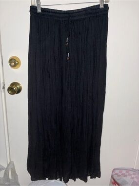 Black Women's Maxi Skirt with Drawstring Waist